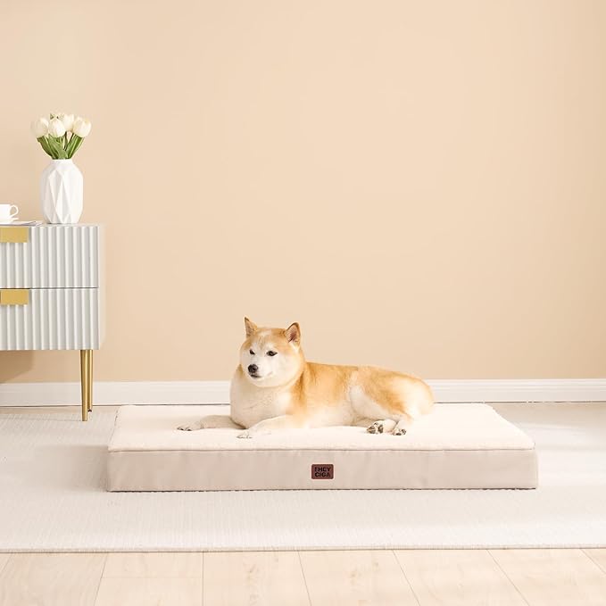 EHEYCIGA Orthopedic XL Dog Beds for Extra Large Dogs with Removable Washable Cover for Crate, Camel, 41x27