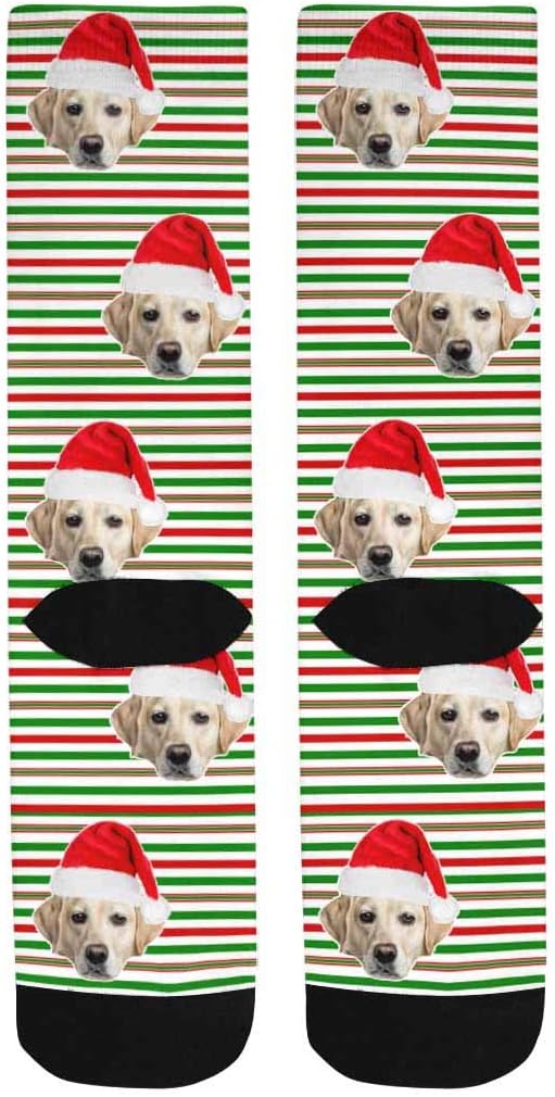 Custom Face Socks, Personalized Dog Lover Pet Photo Picture on Socks Unisex Athletic Crew Socks for Men Women
