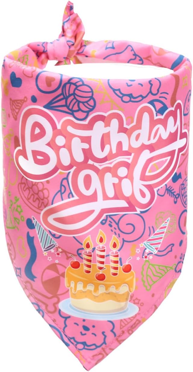 Happy Birthday Dog Party Supplies Kit - Dog Party Hat, Bandana, Bowtie & Happy Birthday Banner Decorations for Small Dogs, Puppy Birthday Outfit Accessories & Pet Birthday Party Decor (Pink)