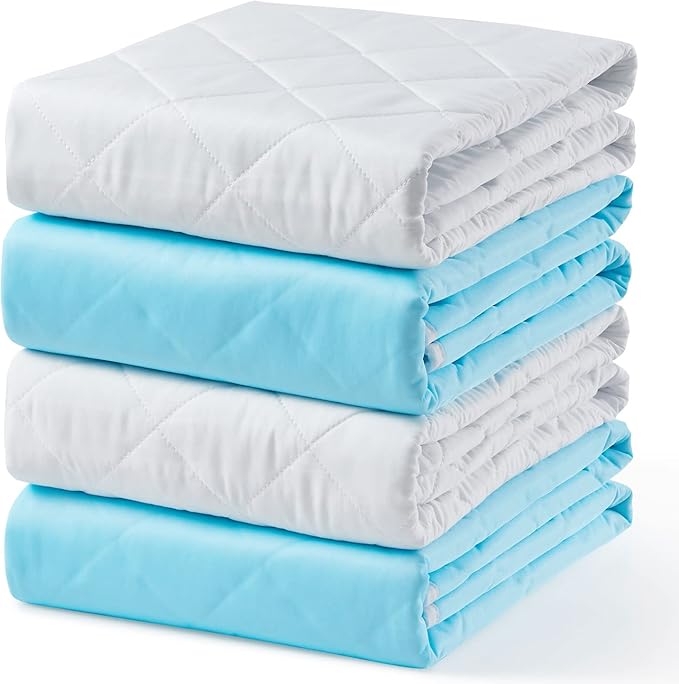 KANECH Washable Underpads 34"x36" (4 Pack), Waterproof Heavy Absorbency Reusable Incontinence Bed Pads for Adults, Elderly, Kids & Pets - Bedwetting Mattress Protector