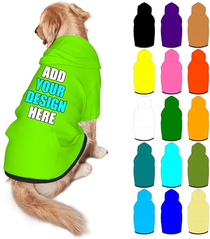 Customized Dog Hoodie with Name Logo Personalized Text Soft & Warm for Puppy Sweatshirt Hooded for Small Medium Large Dogs Girl/Boy Cats/Kitten, LawnGreen, XXL