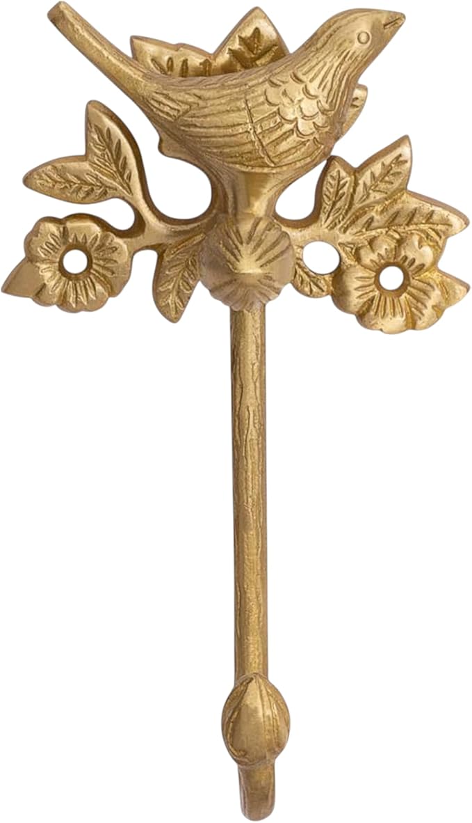 STYLENT Decor Solid Brass Bird Antique Towel Hook Bathroom Accessories Retro Bathroom Hardware Bird Cloth Hook Wall Mounted Vintage (Brass Brushed)