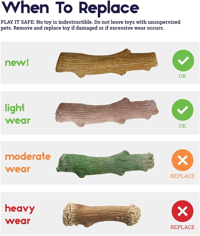 Pupstages Dogwood Dog Chew Toy – Real-Wood Blend, Natural Flavor & Texture, Moderate Chewers, Small, 5.4"