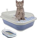 Collapsible Kitten Litter Box, Open Small Cat Litter Box with High Side Shallow Kitten Litter Pan Anti-Splashing Waterproof Low Entry Travel Litter Pan with Falling Sand Pedal