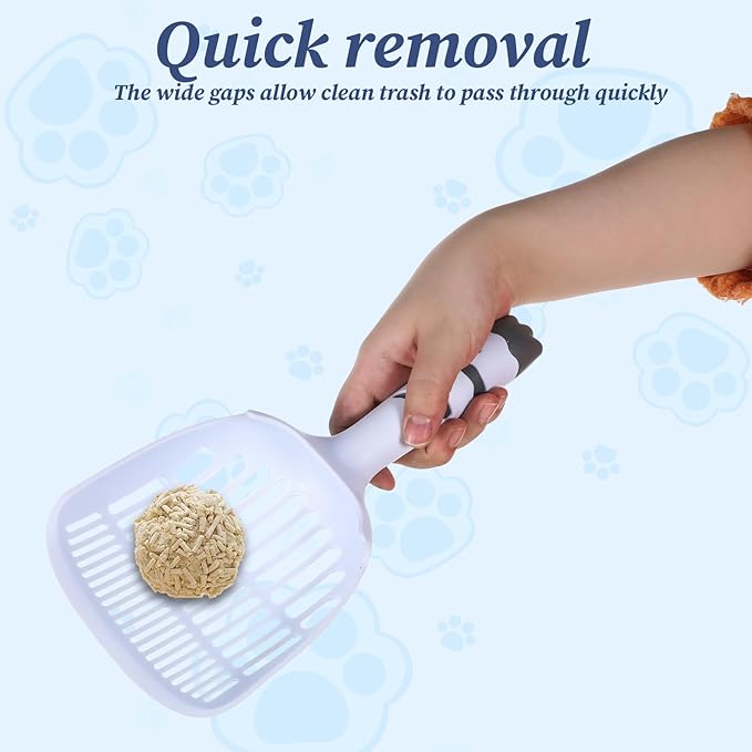 Cat Litter Scoop, Cat Scooper for Litter Box Cats and Dog Poop Collector Plastic Kitty Litters Scoop Deep Shovel with Thin Sifting Holes for Home Litters Box