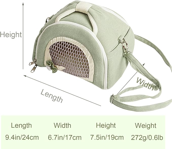 ABLAZEZAI Guinea Pig Carrier, Small Animal Travel Bag, Breathable Outdoor Portable Pouch for Snake Chinchilla Hamster Bird Bunny Hedgehog Sugar Glider Gerbil (Green)