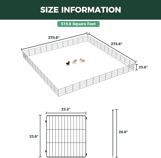 FXW MiniPaws Unleashed Dog Playpen, Expandable & Portable Design for Yard, RV Camping and Indoor Use, for Puppies and Small Dogs, 24-inch 48 Panels