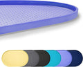 100% Waterproof 0.5" Raised Edge BPA Free Silicone Dog Food Mat, Pet Cat Feeding Mats Contain Spills Protects Floors, Placemats for Cats and Dogs Water Bowl Dishwasher. (Large/XL, Purple)