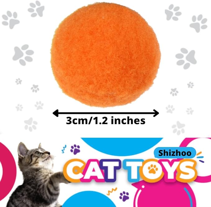 Premium Soft Pom Pom Balls for Kittens - Lightweight, Interactive, Assorted Colors - Plush Toy for Kitten Training and Play - Pet Products for Cats (1.2 Inches 30 Balls)