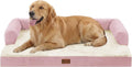 Orthopedic Dog Beds for Extra Large Dogs, Waterproof Egg Crate Foam XL Dog Bed with Sides 41x27Inch, Washable Big Dogs Couch Beds with Removable Cover and Nonskid Bottom, Pink