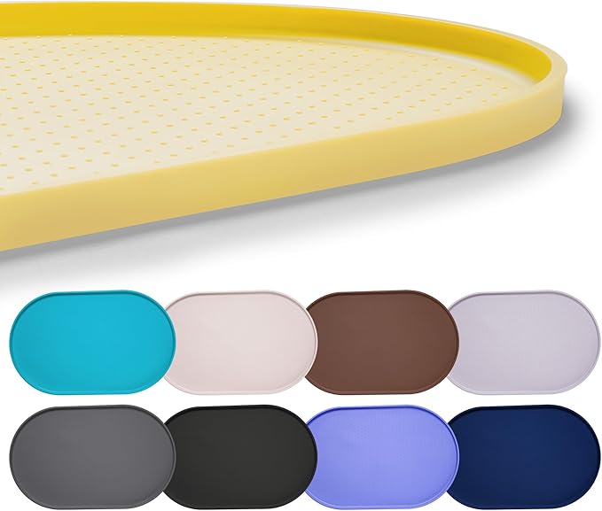 Hubulk 100% Waterproof Silicone Pet Feeding Mat with Raised Edge for Food and Water, Dog Bowl Mats, Cat Bowls Placemat with High Lip Protects Floor for Cats and Dogs (Yellow, 32" L x 24" W)