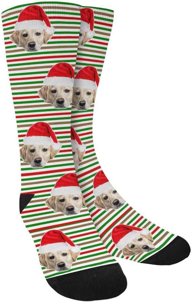 Custom Face Socks, Personalized Dog Lover Pet Photo Picture on Socks Unisex Athletic Crew Socks for Men Women