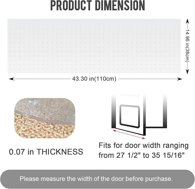 Uross Carpet Protector for Pets - Cat Carpet Protector for Doorway, Anti Scratch Under Door Cat Scratch Protector Mat, Easy to Cut Plastic Scratch Stopper Guard Carpet 3.6FT*2PCS