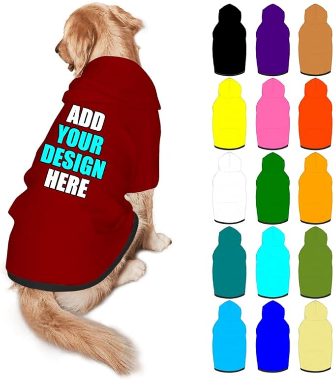 Custom Dog Clothes with Photo Name Logo Personalized Dog Sweaters for Small Medium Large Dogs Breathable Warm, DarkRed, XXL