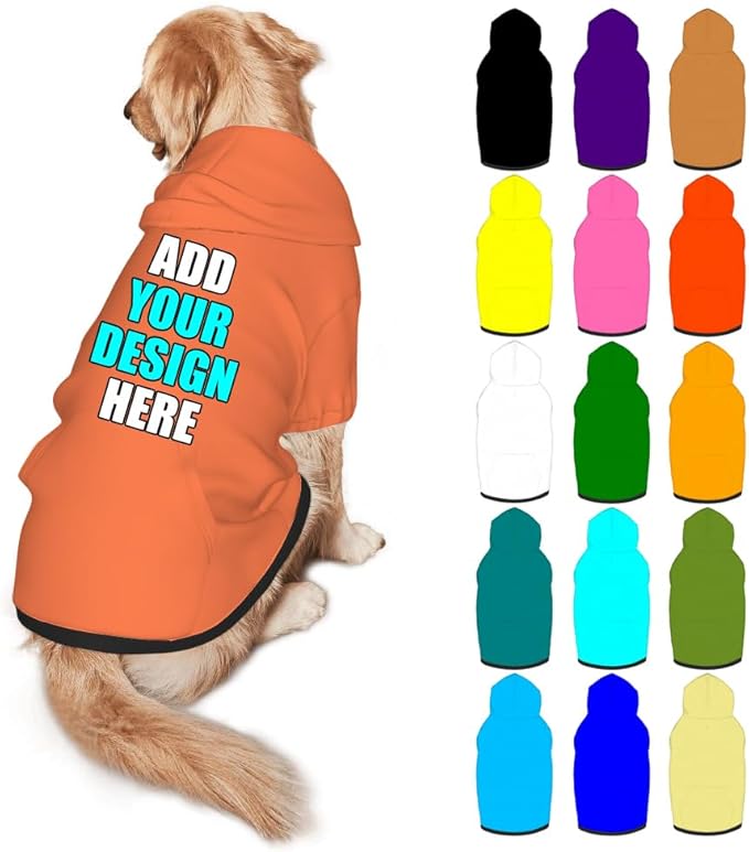 Personalized Dog Hoodie Customized with Name Photo Pet Warm Sweater Hoodie for Medium Large Dogs & Cat Puppy, Coral, XL