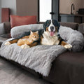 Calming Dogs/Cats Bed Mats, Dog Pad Washable Removable Couch Cover, Plush Long Fur Mat for Pets, Waterproof Lining, Perfect for Small, Medium and Large Dogs and Cats (Light Gray, 59"x39")