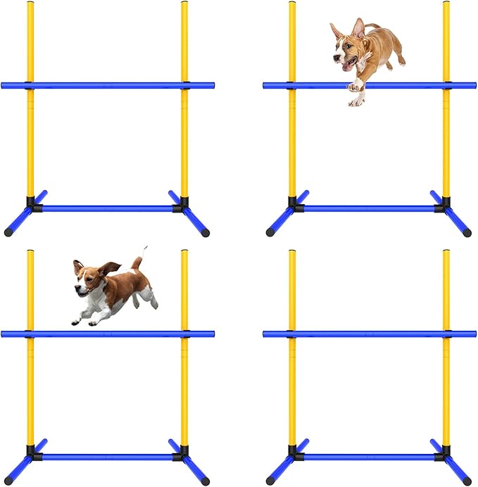 Dog Agility Hurdle Training Set, 4-Sets Jump Bar Equipment for Indoor & Outdoor Backyard Exercise