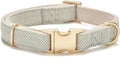 Soft Cotton Hemp Dog Collar with Metal Buckle Adjustable Twilled Dog Collars for Small Medium Large Dogs(Grey,Large)