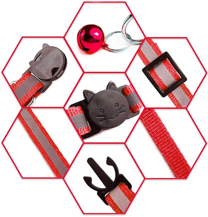 Breakaway Reflective Nylon Cat Collars with Bell (4 Colors)