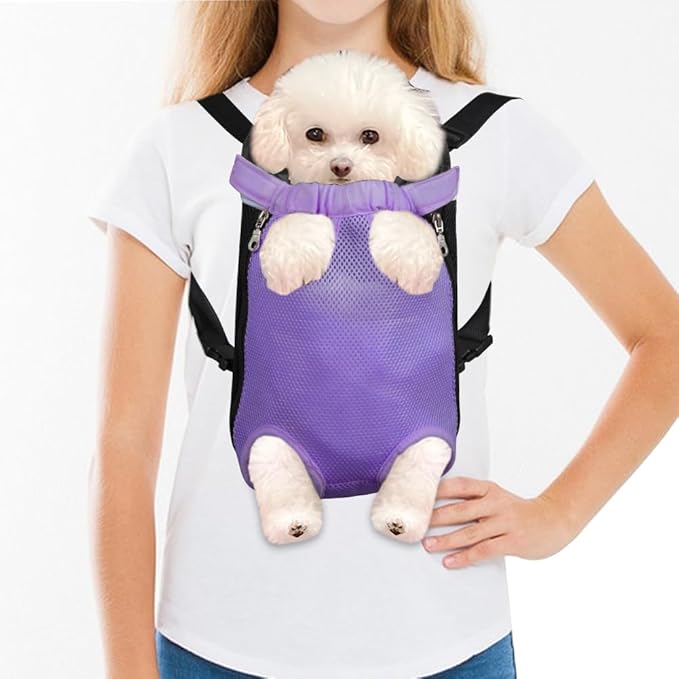 FEimaX Dog Carrier Backpack Pet Legs Out Front Cat Travel Bag, Adjustable Puppy Backpacks Carriers Hands-Free for Small Medium Dogs Cats Hiking Traveling Camping Daily Walking