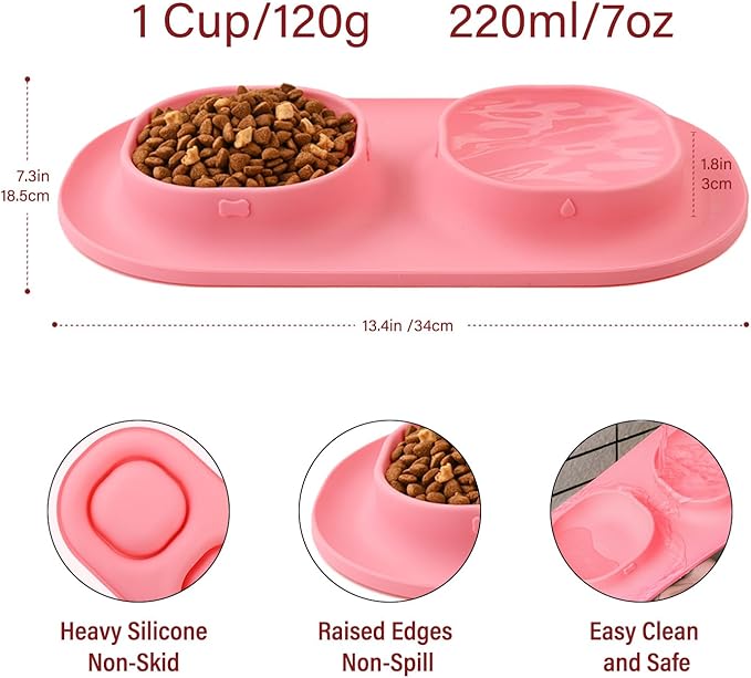 Small Size Puppy Dog Bowls: Food and Water Bowls Set for Small Dogs, No-Spill Non-Skid Dog Dish, Blue