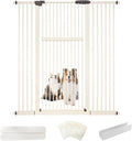 Lumizone Extra Tall Pet Gate 55.12" High Pressure Mounted 50.79"-55.11" Extra Wide (9 Sizes) 1.37" Gap for Cat Dog Stairs Doorway Hallway No Drilling Auto-Close (50.79"-55.11" W, Cream White)