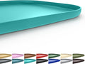 Silicone Pet Feeding Mat with Raised Edge for Food and Water, Dog Bowl Mats, Cat Bowls Placemat with High Lip for Floor Waterproof, Rubber Tray for Cats and Dogs 22 x 14 x0.8 Dark Turquoise