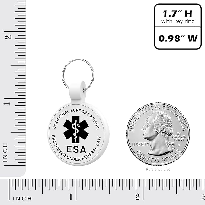 ESA Dog Tag, QR Code Dog Tag, Modifiable Free Pet Online Profile, Scannable QR Code, Scan QR Send Instant Location Alert Email, Silicone Lightweight ID Tag for Dog and Cat (White, Small)