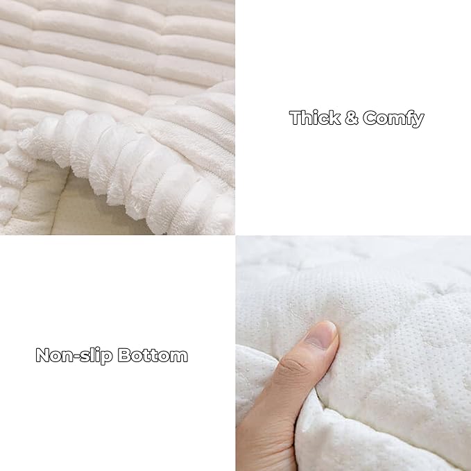 FUNNY FUZZY Pet Couch Covers for Sofa, Washable Dog Couch Cover Protector for Dogs, Flannel Couch Covers for Dogs Pet Friendly Pets Mat Bed Sofa Cover (White, 27.6"×82.7")