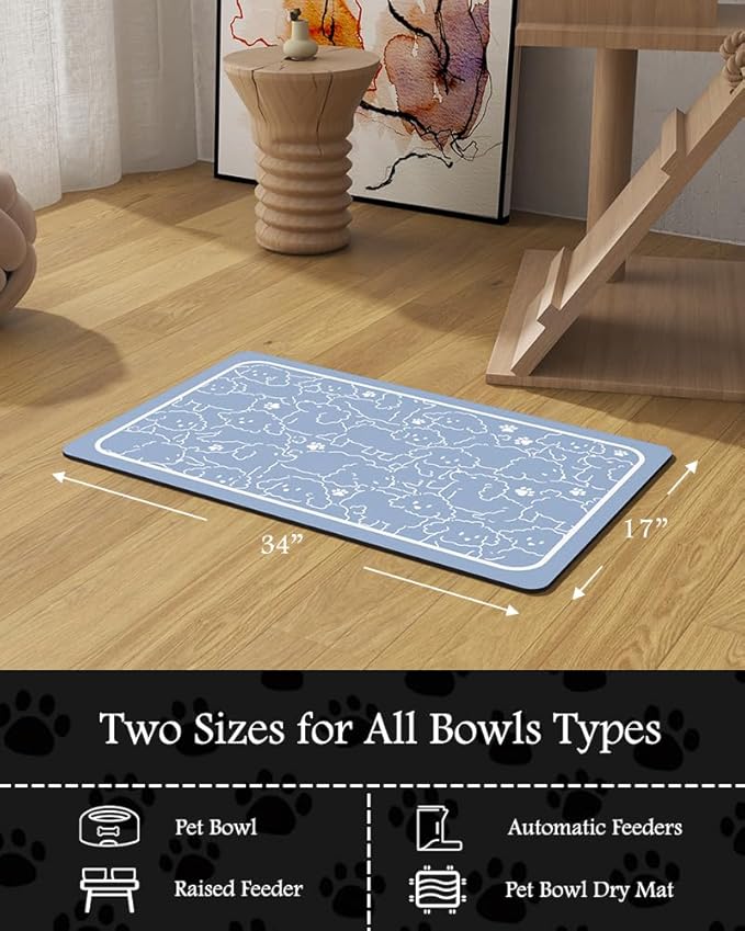 Pet Feeding Mat-Absorbent Dog Mat for Food and Water Bowl-No Stains Quick Dry Dog Water Dispenser Mat