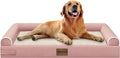 Large Dog Bed Orthopedic Washable: Beds Bolster XL Bed Big XLarge Dogs Memory Foam Couch Sofa Waterproof with Removable Cover - Pink
