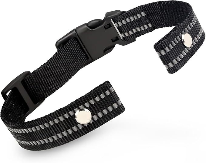 Collar Replacement Strap, Reflective Replacement Nylon Collar Strap Dog GPS Training Bark Receiver Collars, Durable Adjustable E Collar Straps for Small Medium Large Dogs, Black