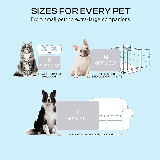 Luciphia Premium Dog Cooling Mat Non-Slip Q-MAX>0.5 Self-Cooling Pad for Medium Pet Indoor Portable Kennel Puppy Bed for Summer Crate Pad for Dog Washable Light Grey 30x40 inches
