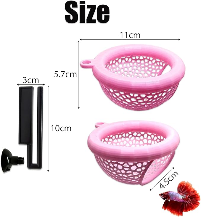Fish Tank Floating Betta Hide，Betta or Shrimp Burrows and Hammock, Fish and Shrimp Feeder，Multifunctional Aquarium Accessories，Anchorable Location (Pink)