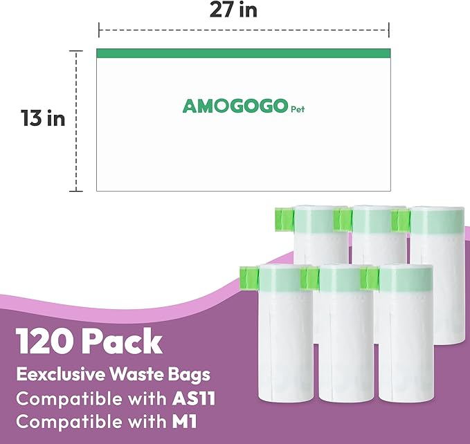 120 Pack Litter Bags Compatible with Neakasa M1 & PetPivot & wozhio & Open-X AutoScooper 11 Open-Top Self-Cleaning Cat Litter Box, Replaced Waste Bags, Litter Box Liner, 27" x 13"