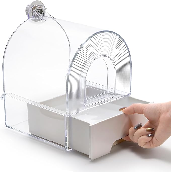Coloch Hanging Bird Bath for Cage, Clear Bird Bathtub with Bottom Drawer 3 in 1 Multifunction Bird Bath/Bowl/House Bird Cage Accessory for Small to Medium Birds, Parrot, Cockatiel, Finch, Lovebird
