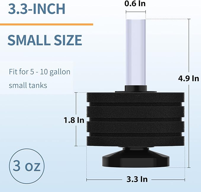Pawfly Corner Sponge Filter Nano Quiet Betta Fry Shrimp and Small Fish Bio Foam Filter for Tiny Aquariums and Fish Tanks up to 10 Gallons (Air Pump Not Included)