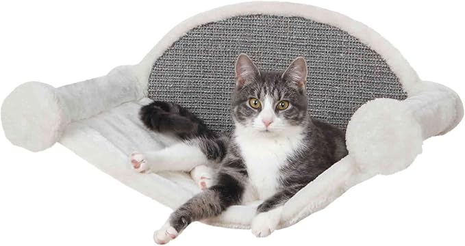 Trixie Wall Mounted Cat Lounge Set with Hammock & Condo – Climbing Shelves with Plush Condos & Sisal Steps – Wall-Mounted Cat Furniture for Scratching & Lounging – Gray, 18.75 x 11 x 11.25 in