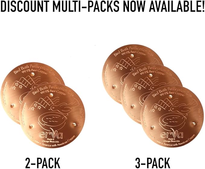 Erva Copper Bird Bath Purification Disk - Made in USA (2-Pack)