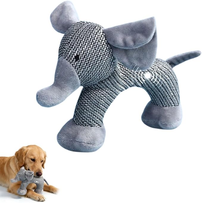 Xcho Linen Safari Companions Squeaky Dog Chew Animals Indestructible Dog Chew Toys Puppy Toys to Keep Them Busy for Small Medium Dogs Uitable for Indoor and Outdoor Throwing Play(Elephant)