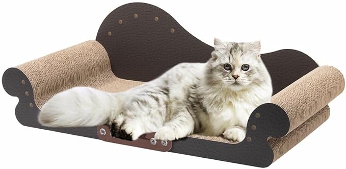 Sofa Shaped Cat Scratching Board,26.6" Extra Large Scratcher Bed for Large Cat Multi-Cats, Scratch Boards Lounge Bed,Cat Couch Furniture Protector (Black)