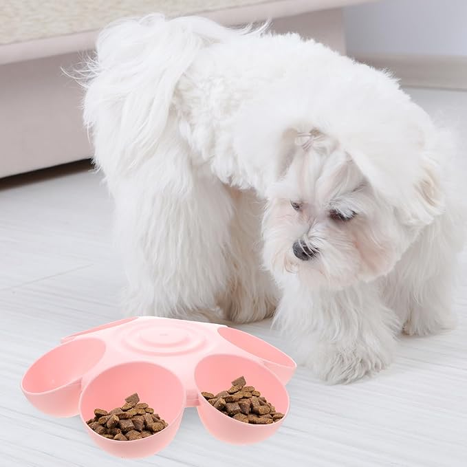 Multipurpose Flowers Pet Feeding Bowl 14.17 Inch Plastic Cat Feeder Dog Treats Dispenser Indoor Smooth Surface Easy to Clean