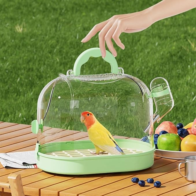 Versatile Birdcage for Travel Clear Bird Cage with Feeders and Bottom Grids for Outdoor Bird Carrying Observation Cage