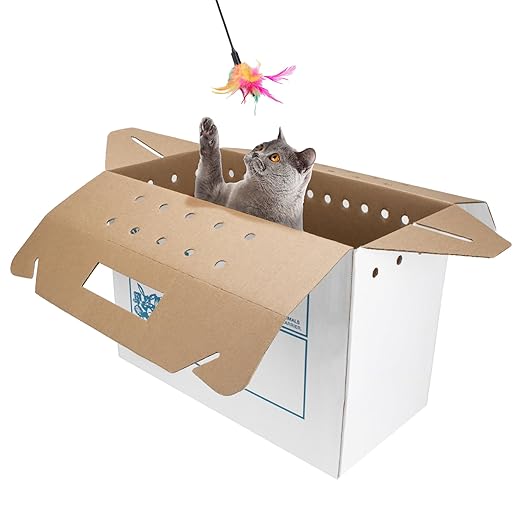 Disposable Cardboard Pet Carrier 12/Case | Sturdy Corrugated Cardboard Carrier