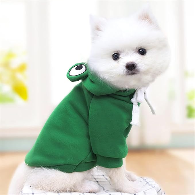 Warm Dog Winter Clothes Cute Fruit Dog Coat Hoodies Fleece Pet Dogs Costume Jacket for French Bulldog Chihuahua Ropa para Perro(Green,L)