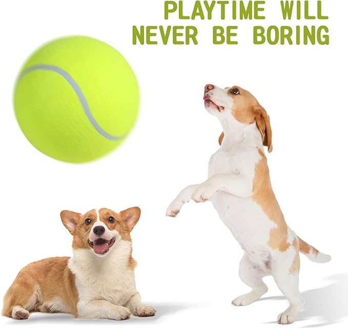 susu & wuwu Giant Tennis Ball for Dogs Yellow Big Tennis Ball for Dog Birthday Gift 9.5" Pet Toy Balls for Small/Medium/Large Dogs