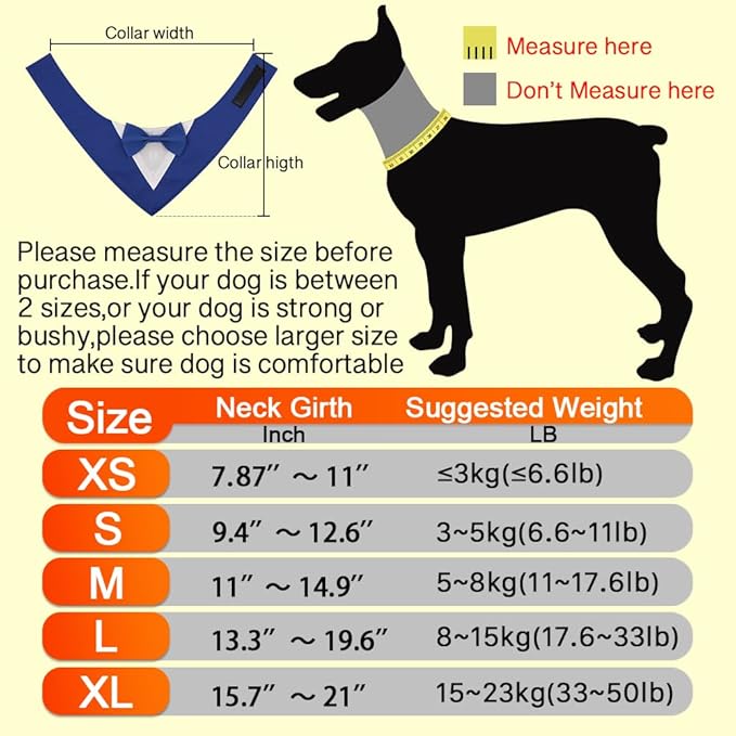 Dog Wedding Bandana, Formal Dog Tuxedo Adjustable Pet Collar with Bow, Small, Medium and Large Wedding Clothing, Birthday Gifts for Dogs (Small, Red)