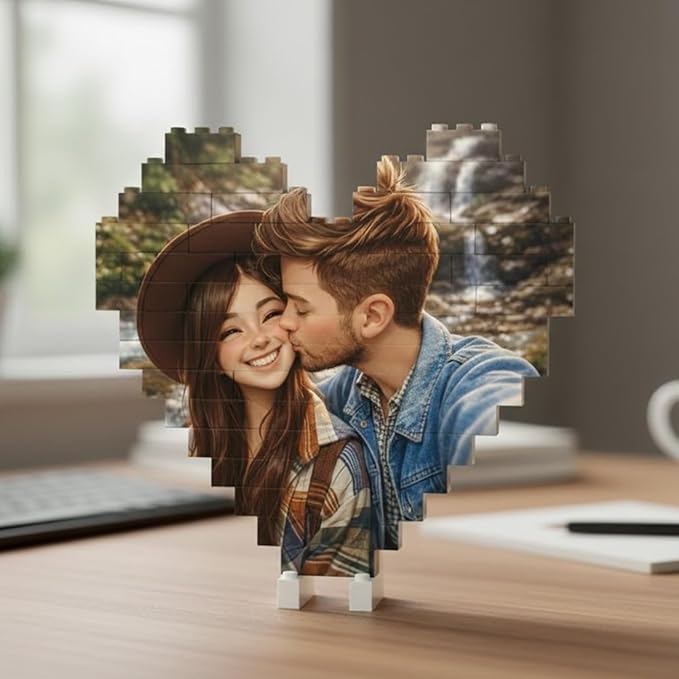 NAZENTI Custom Couple Photo Building Block gifts for Him Her, Personalized Couple Photo 3D Cartoon Block for Husband Boyfriend, Couples Puzzle Funny Gift for Valentine, Birthday Present For Her