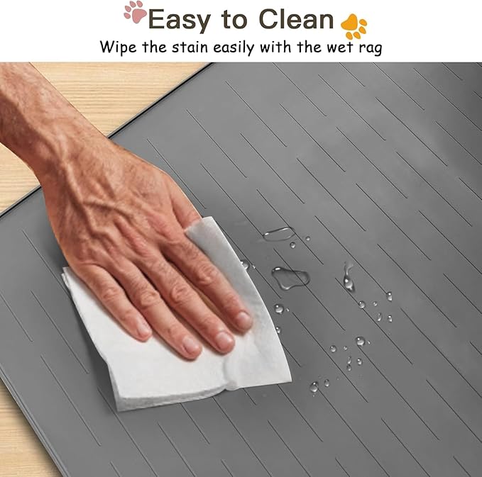 Largest Dog Food Mat, 48"x32" Silicone Dog and Cat Mat for Food and Water Bowls, Thinken Waterproof Non-Slip XXXL Pet Feeding Mat for Floors (Brown)
