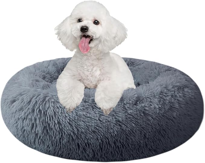 Nisrada Dog Bed for Small Medium Large Dogs, 20 inch Calming , Washable-Round Cozy Soft Pet Bed for Puppy and Kitten with Slip-Resistant Bottom